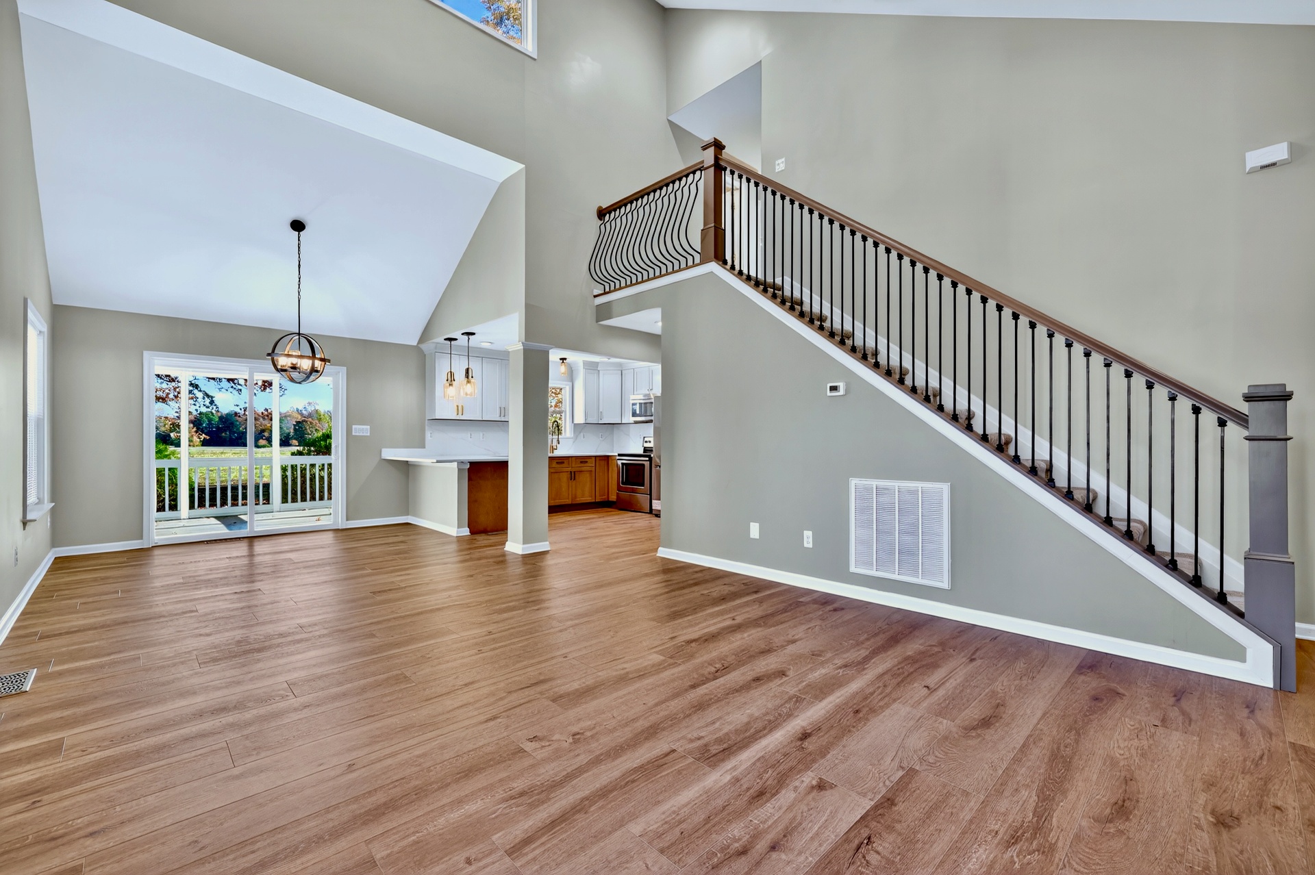 Renovated open-concept interior of a waterfront home in Captain's Cove, Greenbackville VA